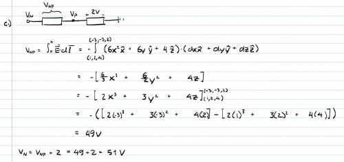 An electric field is expressed in rectangular coordinates by E = 6x2ax + 6y ay +4az V/m.Find:a) VMN