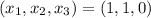 (x_1, x_2, x_3)=(1,1,0)