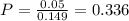 P = \frac{0.05}{0.149} = 0.336