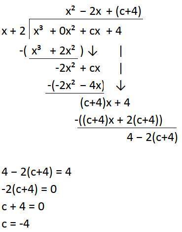 When x3+ cx + 4 is divided by (x + 2), the remainder is 4. Find the value of c.
