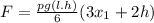 F = \frac{pg(l.h)}{6} (3x_{1} +2h)