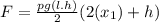 F = \frac{pg(l.h)}{2}(2(x_{1} )+ h)