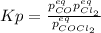 Kp=\frac{p_{CO}^{eq}p_{Cl_2}^{eq}}{p_{COCl_2}^{eq}}