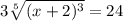 3\sqrt[5]{(x+2)^{3} }=24