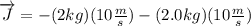 \overrightarrow{J}=-(2kg)(10\frac{m}{s}) - (2.0kg)(10\frac{m}{s})