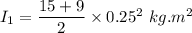 I_1=\dfrac{15+9}{2}\times 0.25^2\ kg.m^2