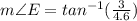 m\angle E=tan^{-1}(\frac{3}{4.6})