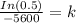 \frac{In(0.5)}{-5600} =k