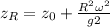 z_{R}  = z_{0} + \frac{R^{2} \omega^{2}  }{g2}