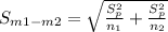 S_{m1-m2}=\sqrt{\frac{S_p^2}{n_1}+\frac{S_p^2}{n_2}}