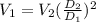 V_1=V_2(\frac{D_2}{D_1})^2