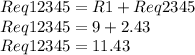 Req12345=R1+Req2345\\Req12345=9+2.43\\Req12345=11.43