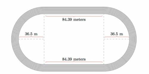The track has 6 lanes that are each 1 meter in width. a. What is the outer perimeter of the track? R