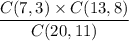 \dfrac{C(7,3)\times C(13,8)}{C(20,11)}