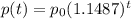 p(t)=p_0(1.1487)^t
