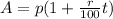 A = p(1+\frac{r}{100}t)