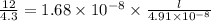 \frac{12}{4.3}=1.68\times 10^{-8}\times \frac{l}{4.91\times 10^{-8}}