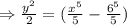 \Rightarrow \frac{y^2}{2} =(\frac{x^5}{5} -\frac{6^5}{5})