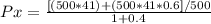Px =\frac{[(500*41) +(500*41*0.6]/500}{1+ 0.4}