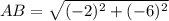 AB=\sqrt{(-2)^{2}+(-6)^{2}}