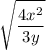 $\sqrt{\frac{4 x^{2}}{3 y}}