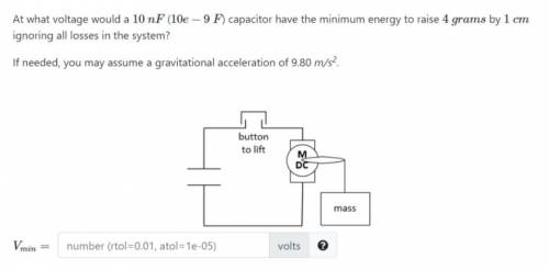 At what voltage would a () capacitor have the minimum energy to raise by ignoring all losses in the