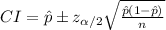 CI=\hat p\pm z_{\alpha /2}\sqrt{\frac{\hat p(1-\hat p)}{n}}