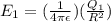 E_{1} = (\frac{1}{4\pi\epsilon  }) (\frac{Q_{1} }{R^{2} } )