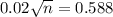 0.02\sqrt{n} = 0.588