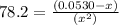 78.2= \frac{(0.0530-x)}{(x^2)}