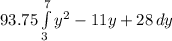 93.75\int\limits^7_3 {y^2-11y+28} \, dy