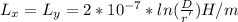 L_{x} =L_{y} = 2*10^{-7}*ln(\frac{D}{r^'} } ) H/m