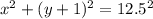 x^2 + (y+1)^2 = 12.5^2