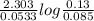 \frac{2.303}{0.0533}log\frac{0.13 }{0.085}