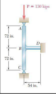 Rod BD is made of steel (E = 29 × 106 psi) and is used to brace the axially compressed member ABC. T