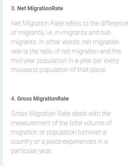 Prepare the list of measures of migration and write short note on any one of them.