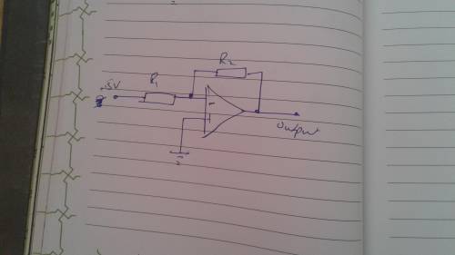 Design an inverting amplifier that has a gain of -47 (this gain is negative). Pick resistor values t