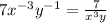7x^{-3}y^{-1}=\frac{7}{x^3 y}