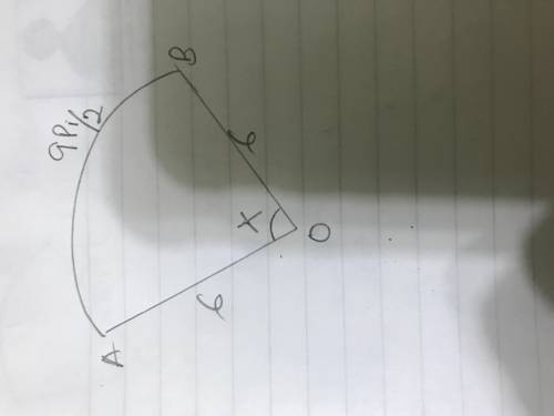 For a circle with a radius of 6 feet, what is the measurement of the central angle (in degrees) that