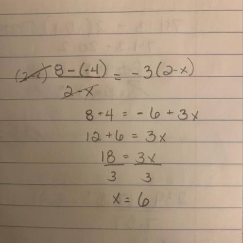 Find the missing value so that the line passing through the points has the given slope (X,-4) (2, 8)