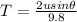 T=\frac{2usin \theta}{9.8}