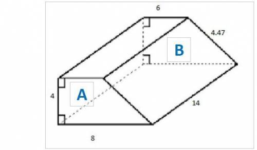1. The picture shows a feeding trough that is shaped like a right prism. Surface A and B are identic
