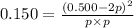 0.150=\frac{(0.500-2p)^2}{p\times p}