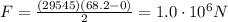 F=\frac{(29545)(68.2-0)}{2}=1.0\cdot 10^6 N