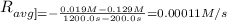 R_{avg]=-\frac{0.019 M-0.129M}{1200.0s-200.0s}=0.00011 M/s