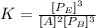 K=\frac{[P_E]^3}{[A]^2[P_B]^3}