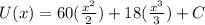 U(x)=60(\frac{x^2}{2})+18(\frac{x^3}{3})+C