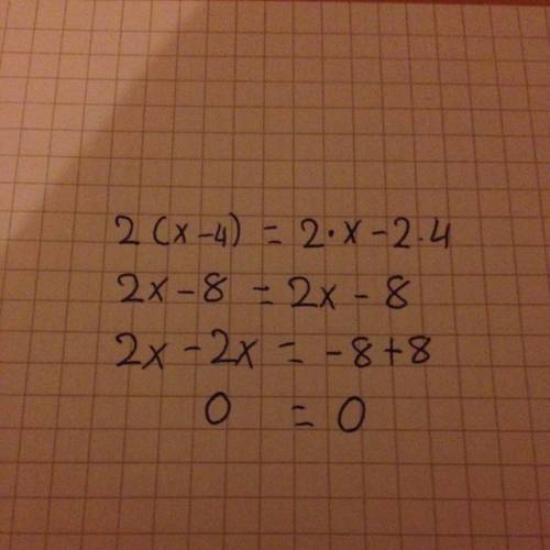 Which property is shown?  2(x-4)=2•x-2•4