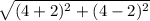 \sqrt{(4 + 2)^{2} + (4 - 2)^{2}}