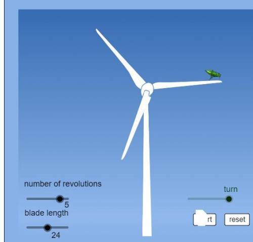 A bug was sitting on the tip of a wind turbine blade that was 24 inches long when it started to rota